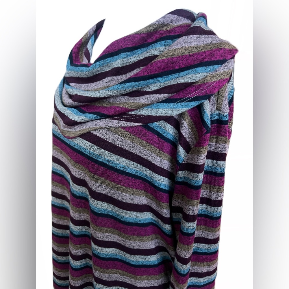 NWT LANE BRYANT Cowl Neck Striped Hacci Knit Long Tunic Top Blouse Size 14/16 XL - Picture 5 of 8